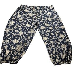 Anthropologie Joanie Harem Navy Blue Paisley Lounge Pants Women’s Plus Size 3X